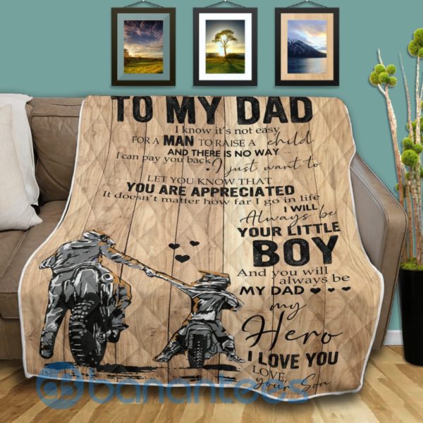 To My Dad Gift For Dad Gift For Father Blanket For Dad Motocross Blanket Quilt Product Photo