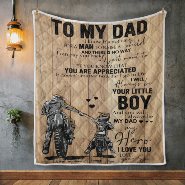To My Dad Gift For Dad Gift For Father Blanket For Dad Motocross Blanket Quilt Product Photo
