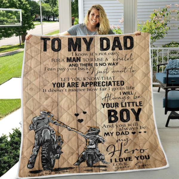 To My Dad Gift For Dad Gift For Father Blanket For Dad Motocross Blanket Quilt Product Photo