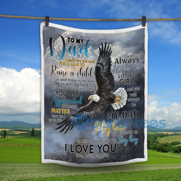 To My Dad I Love You Eagle Sherpa Blanket Product Photo