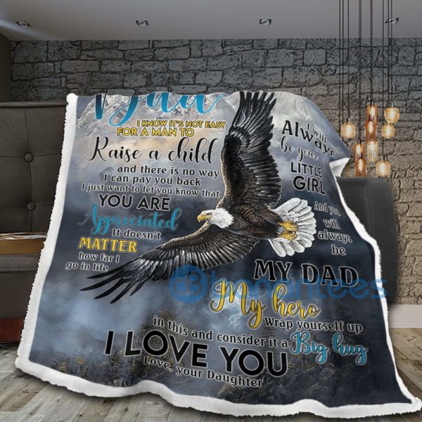 To My Dad I Love You Eagle Sherpa Blanket Product Photo