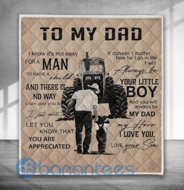 To My Dad I Love You Farmer Blanket Quilt Product Photo