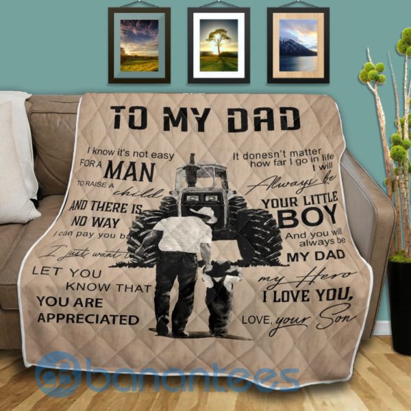 To My Dad I Love You Farmer Blanket Quilt Product Photo