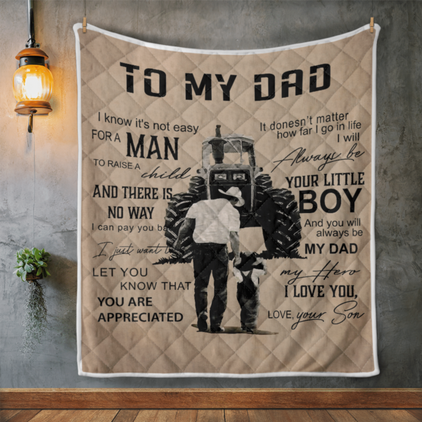 To My Dad I Love You Farmer Blanket Quilt Product Photo