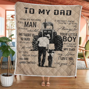 To My Dad I Love You Farmer Blanket Quilt Product Photo