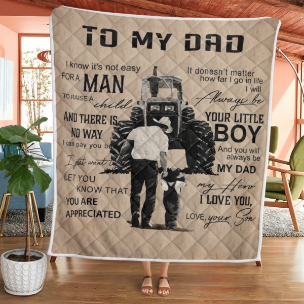 To My Dad I Love You Farmer Blanket Quilt Product Photo