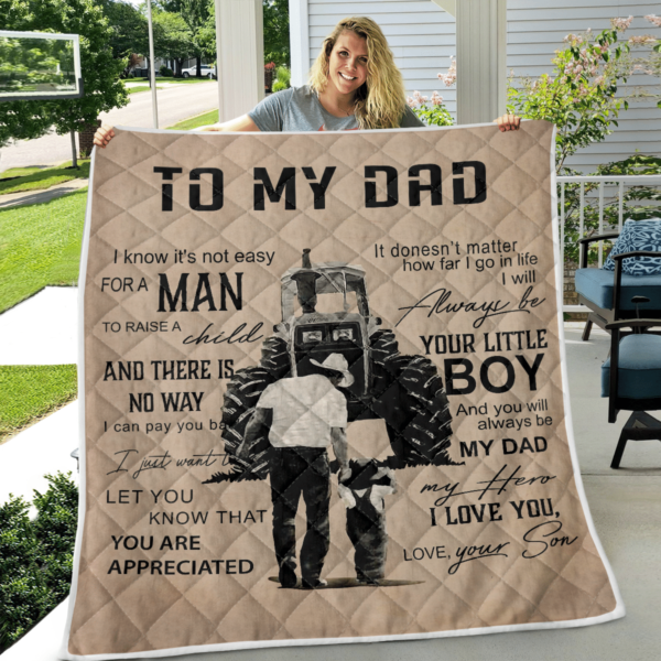 To My Dad I Love You Farmer Blanket Quilt Product Photo