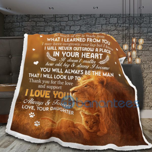 To My Dad I Love You Your Daughter Lion Sherpa Blanket Product Photo