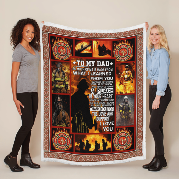 To My Dad My Firefighter Sherpa Blanket Product Photo