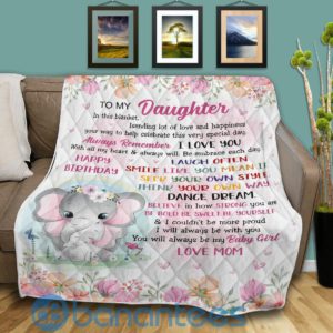 To My Daughter Always Remember I Love You Elephant Quilt Blanket Quilt Product Photo