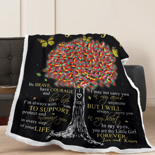 To My Daughter Be Brave Butterflies Tree Sherpa Blanket Product Photo