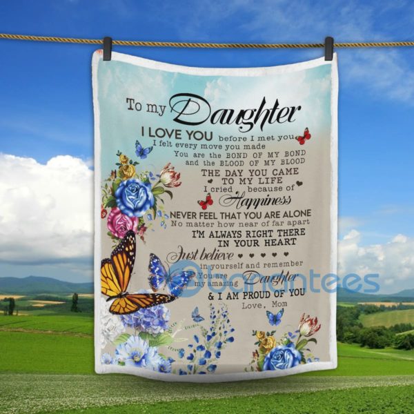 To My Daughter Butterflies And Flowers Sherpa Blanket Product Photo
