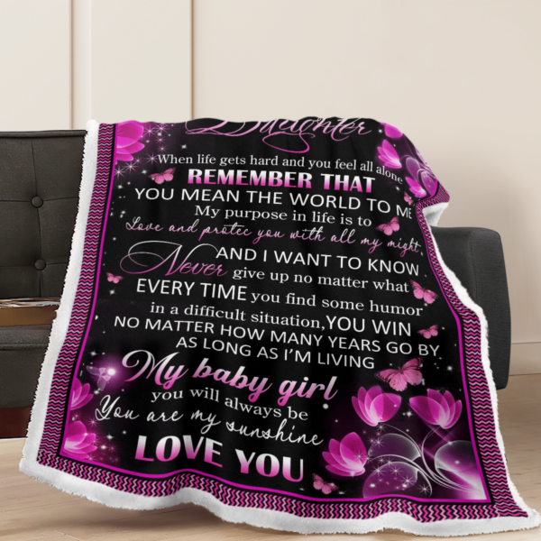 To My Daughter Butterfly Flower Sherpa Blanket Product Photo