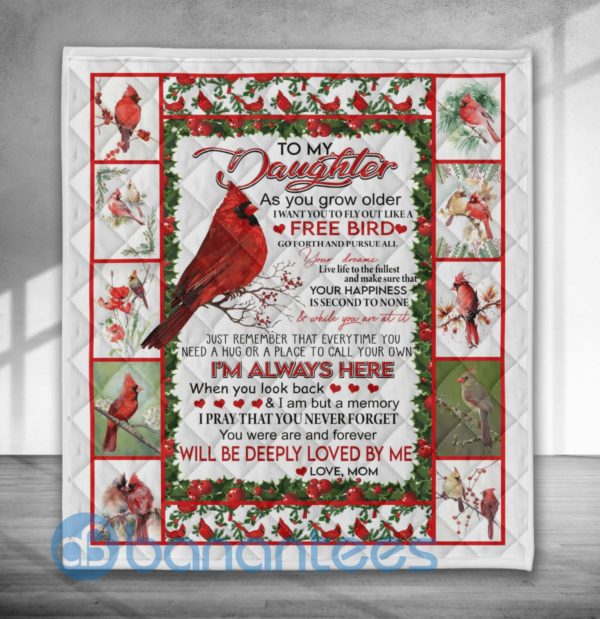 To My Daughter Cardinal Bird Blanket Quilt Product Photo