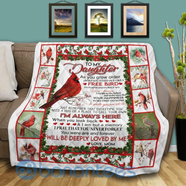 To My Daughter Cardinal Bird Blanket Quilt Product Photo