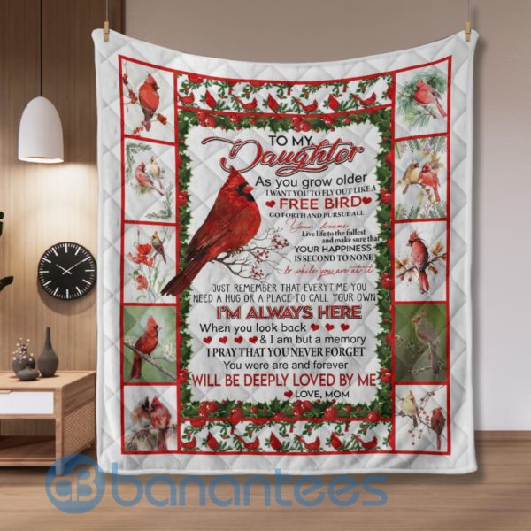 To My Daughter Cardinal Bird Blanket Quilt Product Photo