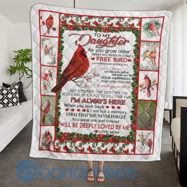 To My Daughter Cardinal Bird Blanket Quilt Product Photo