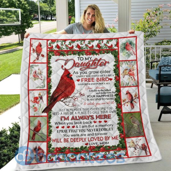To My Daughter Cardinal Bird Blanket Quilt Product Photo