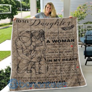 To My Daughter Father Hugging Daughter Quilt Blanket Quilt Product Photo
