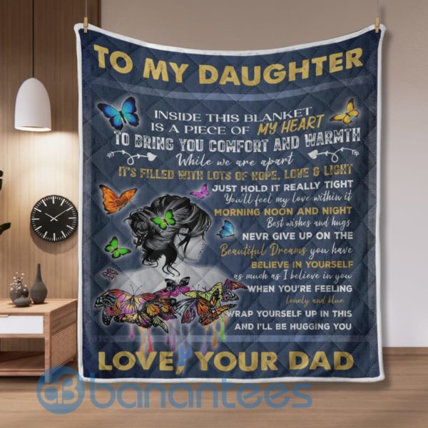 To My Daughter From Dad Butterfly Blanket Quilt Product Photo