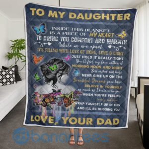 To My Daughter From Dad Butterfly Blanket Quilt Product Photo