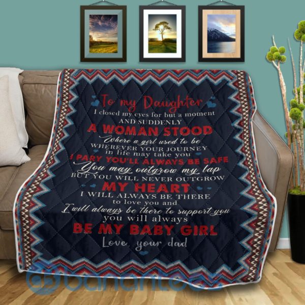 To My Daughter From Dad I Will Always Support You Blanket Quilt Product Photo