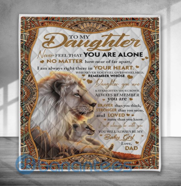 To My Daughter From Dad Lion Blanket Quilt Product Photo