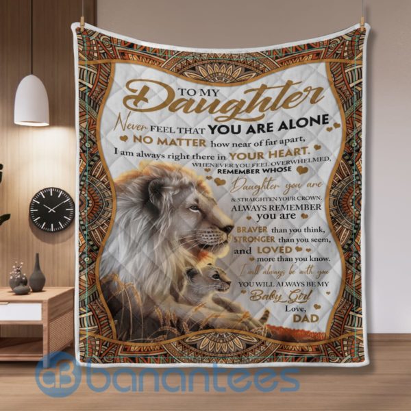 To My Daughter From Dad Lion Blanket Quilt Product Photo