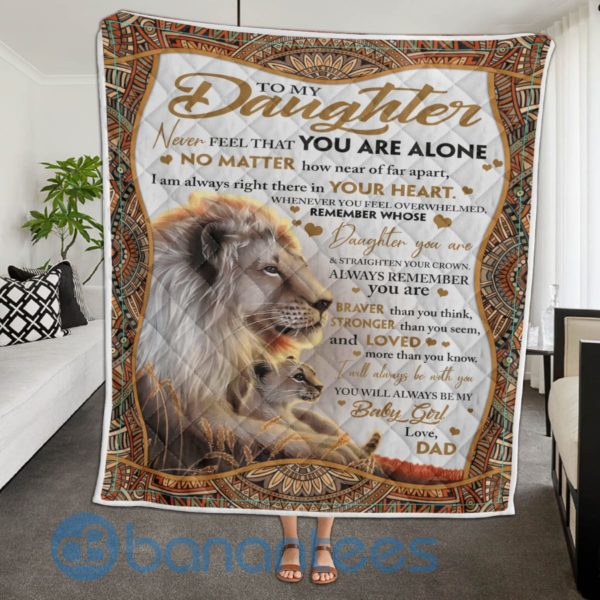 To My Daughter From Dad Lion Blanket Quilt Product Photo