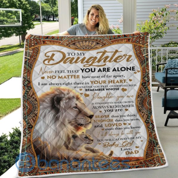 To My Daughter From Dad Lion Blanket Quilt Product Photo