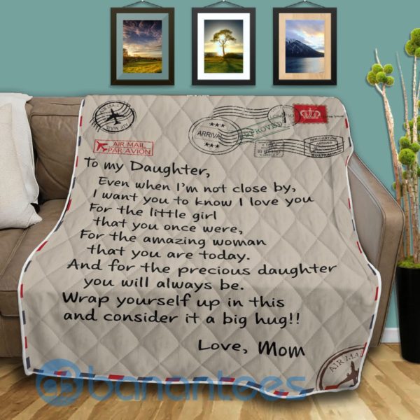To My Daughter From Mom Air Mail Blanket Quilt Product Photo