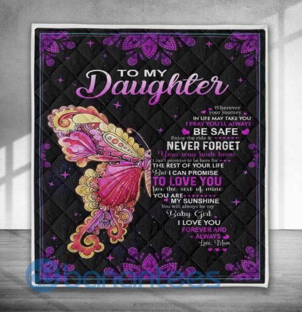 To My Daughter From Mom Butterfly Blanket Quilt Product Photo