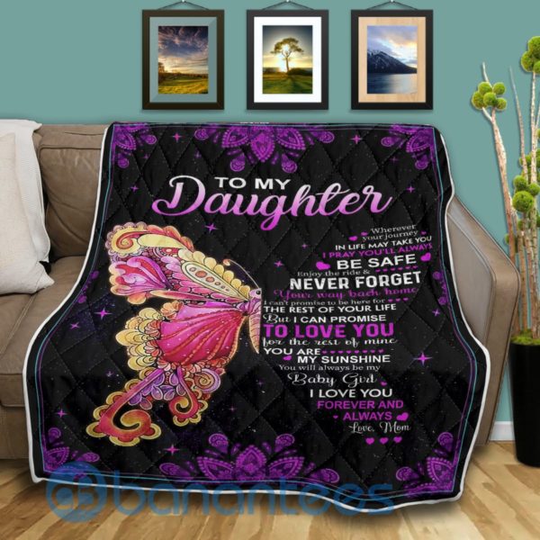 To My Daughter From Mom Butterfly Blanket Quilt Product Photo