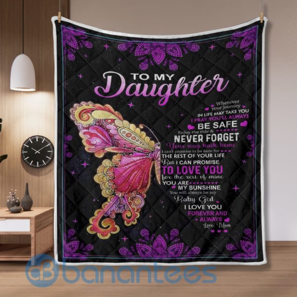 To My Daughter From Mom Butterfly Blanket Quilt Product Photo