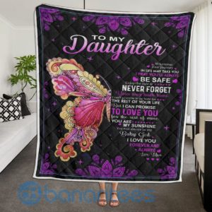To My Daughter From Mom Butterfly Blanket Quilt Product Photo