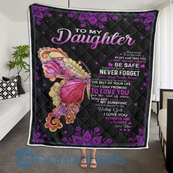 To My Daughter From Mom Butterfly Blanket Quilt Product Photo