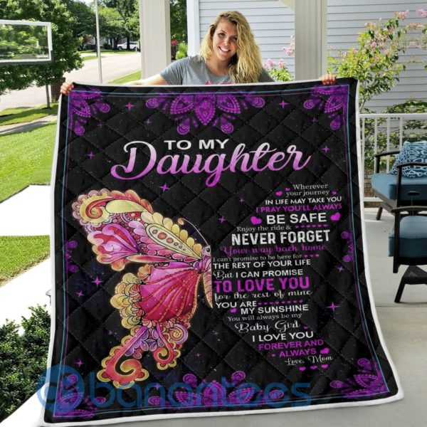 To My Daughter From Mom Butterfly Blanket Quilt Product Photo