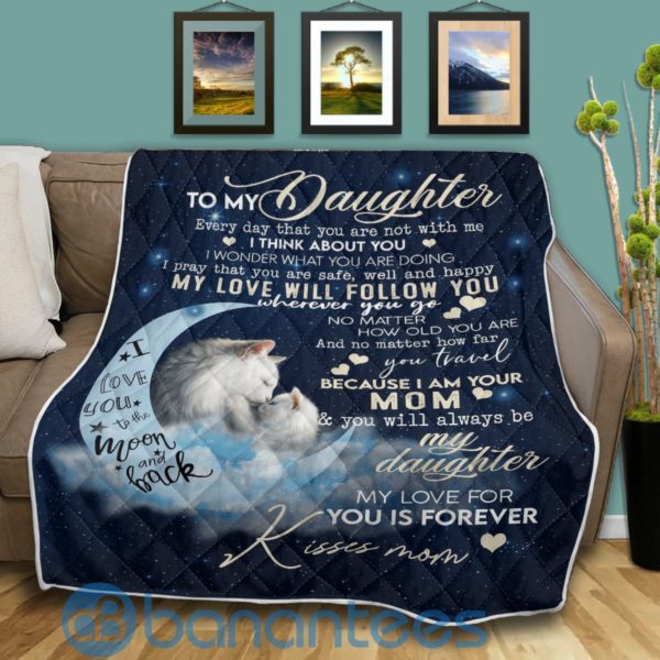 To My Daughter From Mom Perfect Gift For Daughter Cat Quilt Blanket Quilt Product Photo