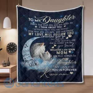 To My Daughter From Mom Perfect Gift For Daughter Cat Quilt Blanket Quilt Product Photo