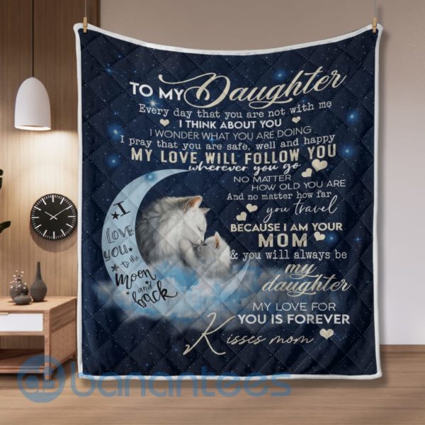 To My Daughter From Mom Perfect Gift For Daughter Cat Quilt Blanket Quilt Product Photo