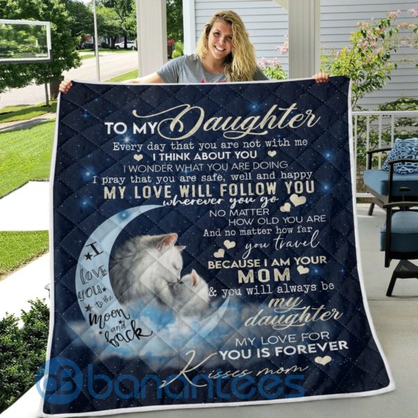To My Daughter From Mom Perfect Gift For Daughter Cat Quilt Blanket Quilt Product Photo