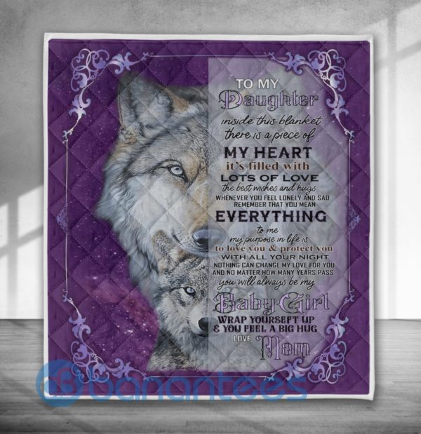 To My Daughter From Mom Wolf Blanket Quilt Product Photo