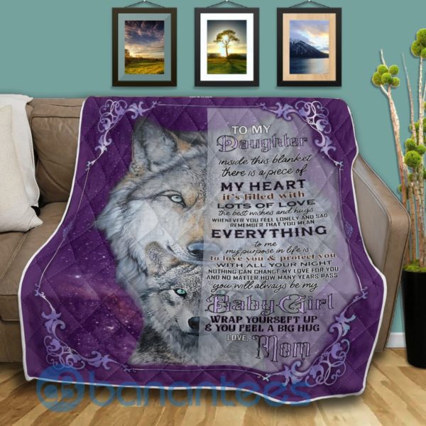 To My Daughter From Mom Wolf Blanket Quilt Product Photo