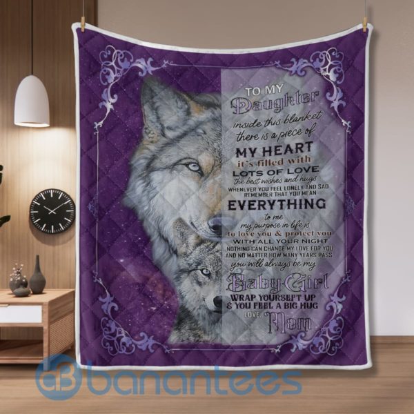 To My Daughter From Mom Wolf Blanket Quilt Product Photo
