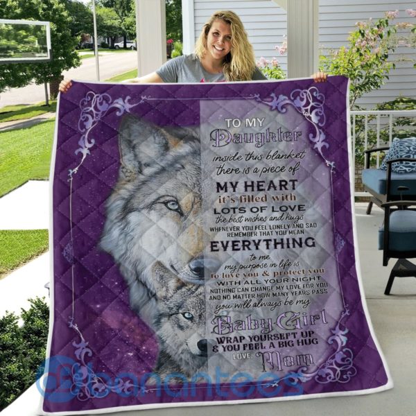 To My Daughter From Mom Wolf Blanket Quilt Product Photo