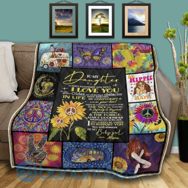 To My Daughter Hippie Girl Quilt Blanket Product Photo