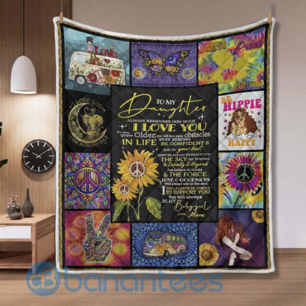 To My Daughter Hippie Girl Quilt Blanket Product Photo