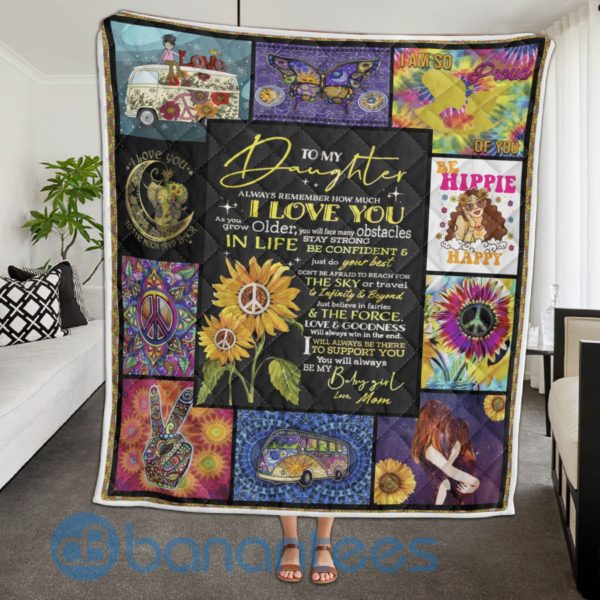 To My Daughter Hippie Girl Quilt Blanket Product Photo