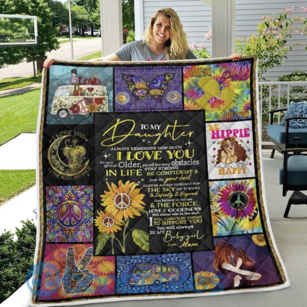 To My Daughter Hippie Girl Quilt Blanket Product Photo