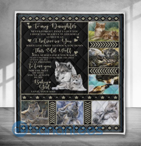 To My Daughter I Believe In You Wolf Blanket Quilt Product Photo